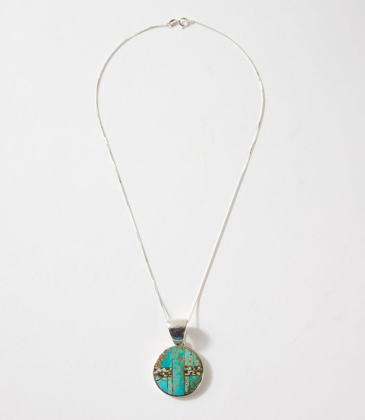 Number 8 Turquoise Inlay Pendant Necklace