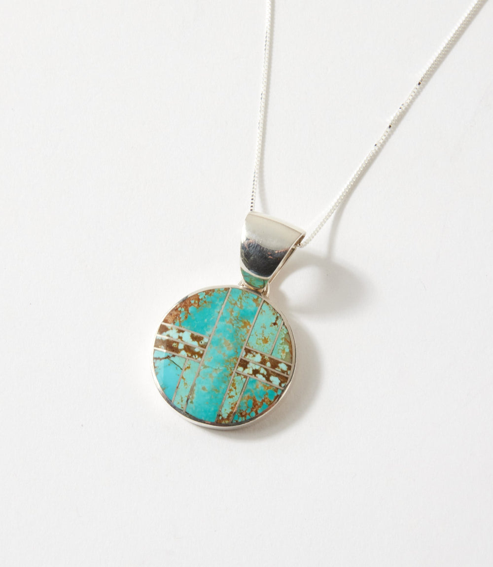 Number 8 Turquoise Inlay Pendant Necklace