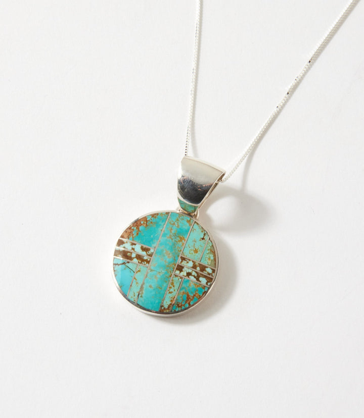 Number 8 Turquoise Inlay Pendant Necklace