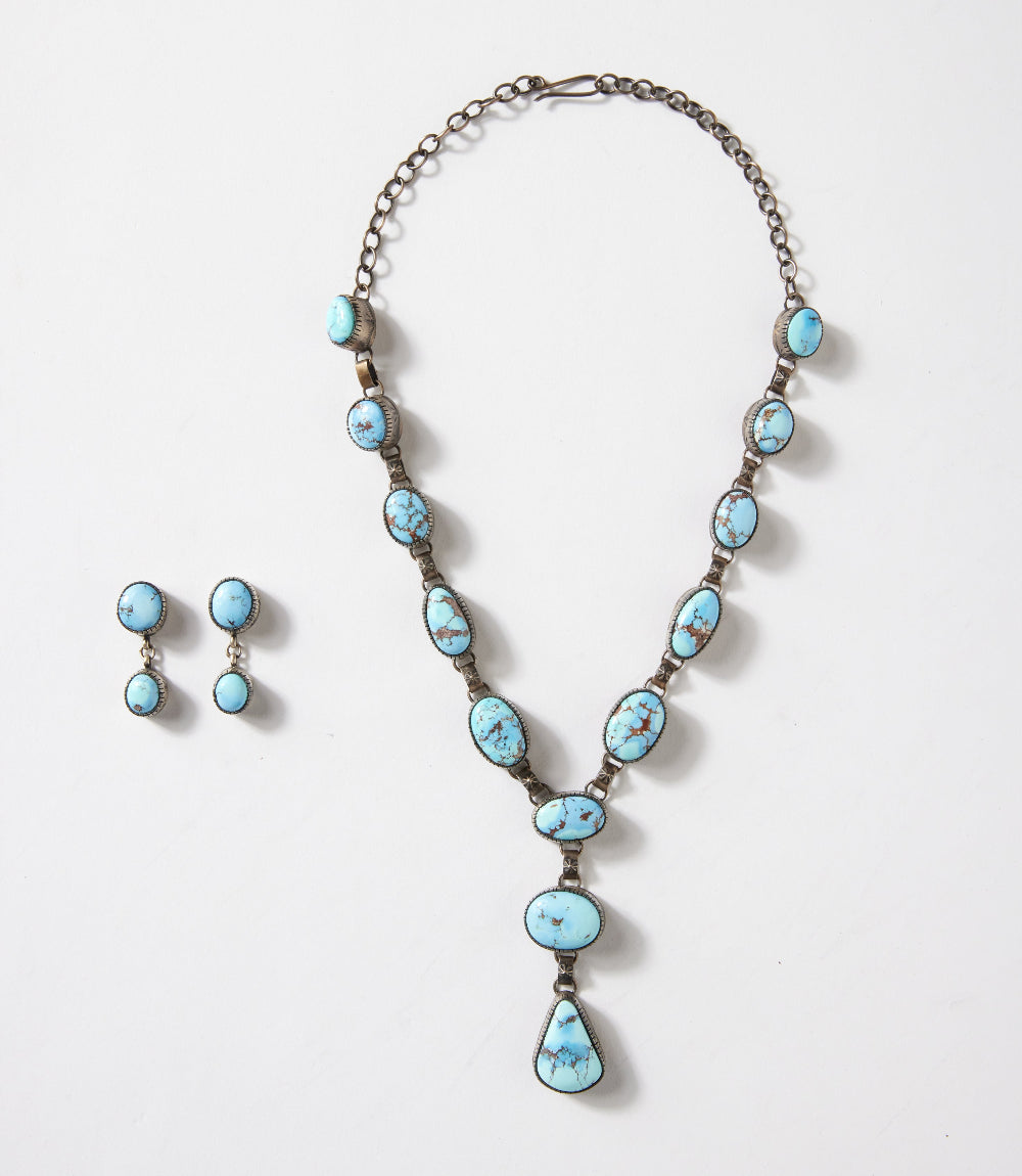 Golden Hill Turquoise Lariat Necklace And Earring Set