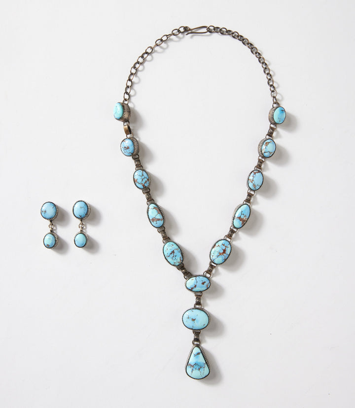 Golden Hill Turquoise Lariat Necklace And Earring Set