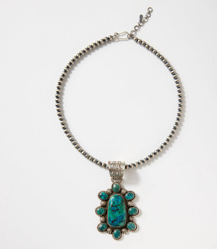 Hubei Turquoise Cluster Pendant Necklace