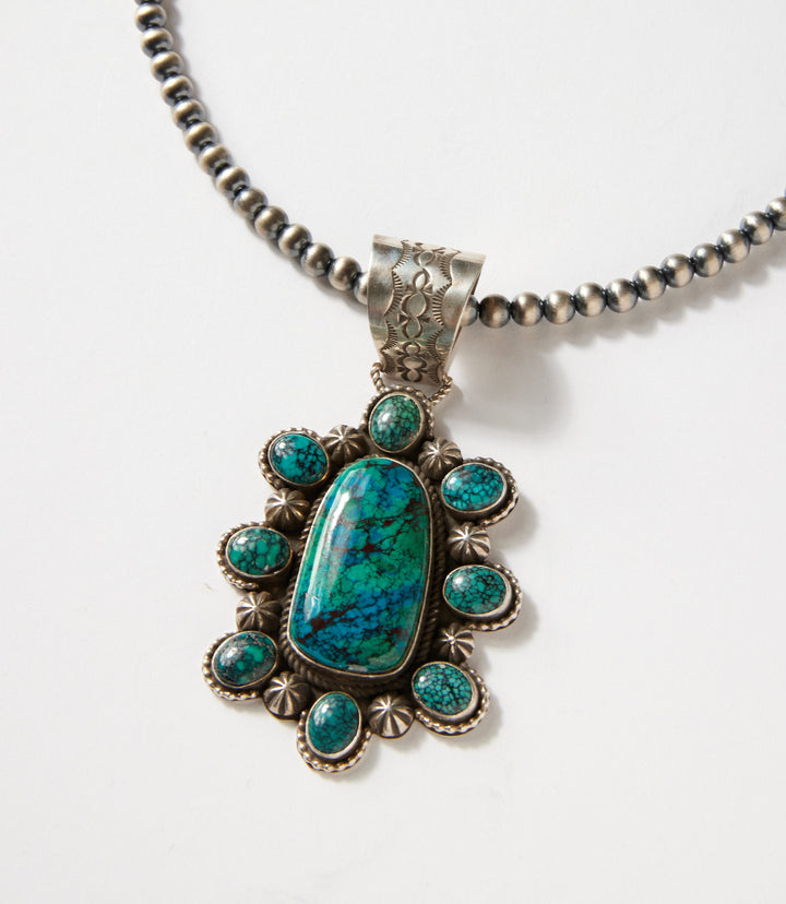 Hubei Turquoise Cluster Pendant Necklace