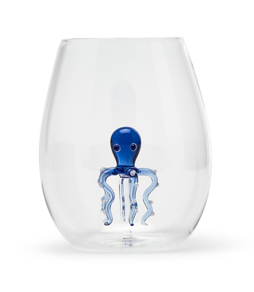Octopus Stemless Wine Glass