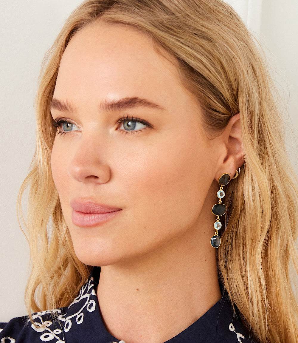 Mixed Gemstone Strand Earrings