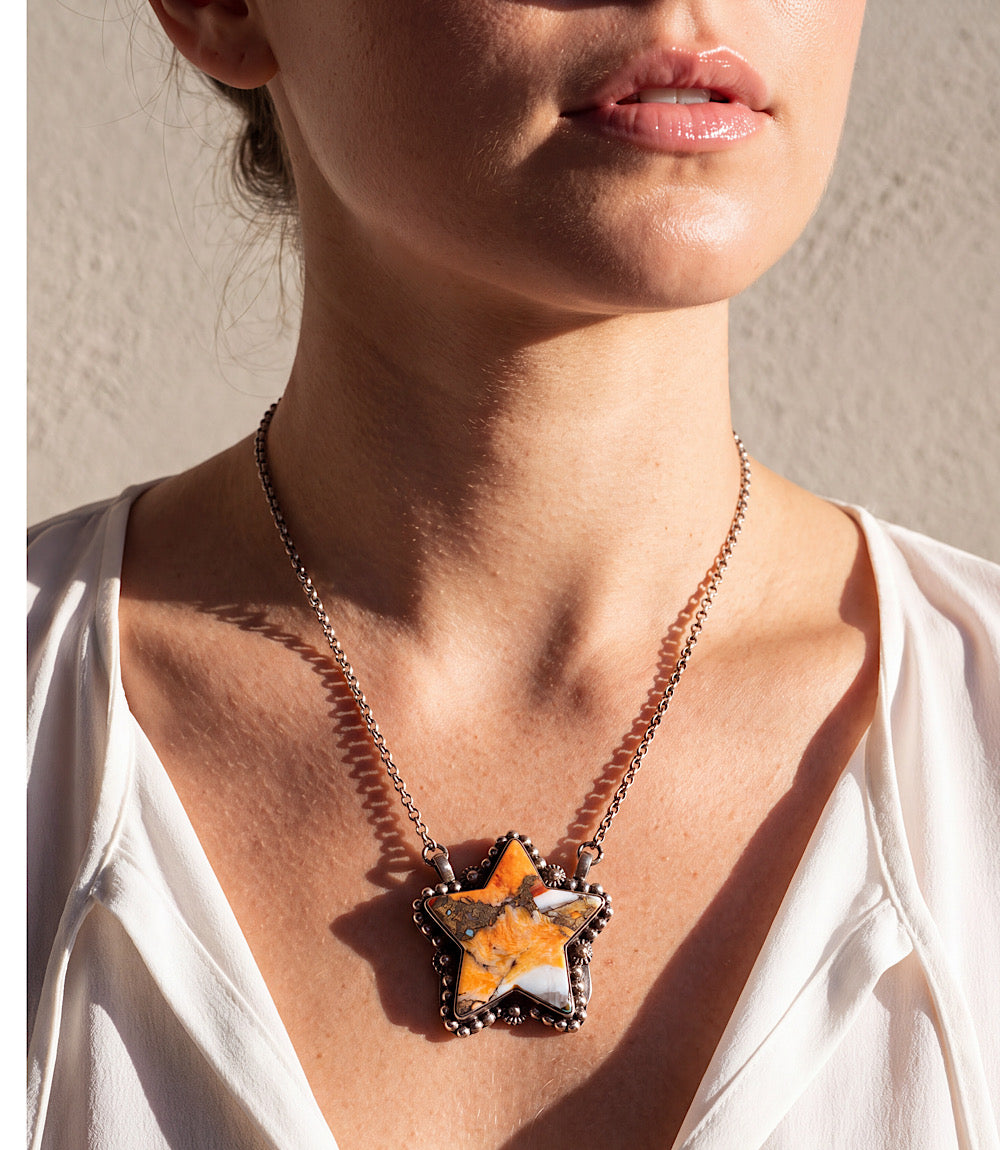 Spiny Oyster Turquoise Star Necklace