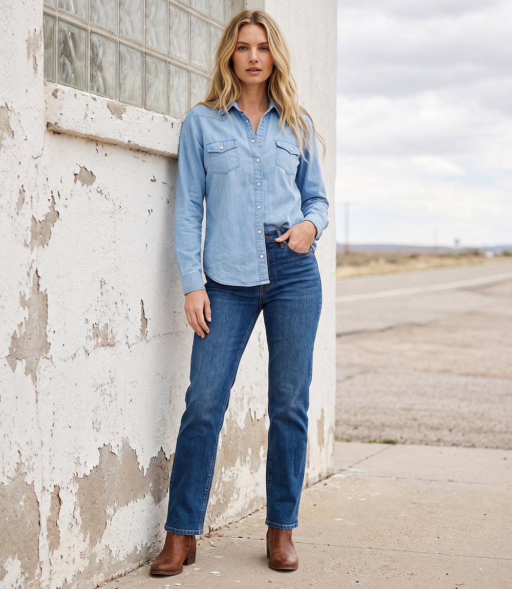 Long Sleeve Western Denim Shirt