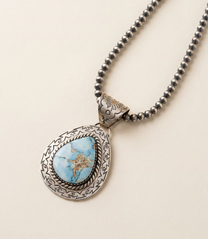 Embellished Golden Hill Turquoise Pendant Necklace
