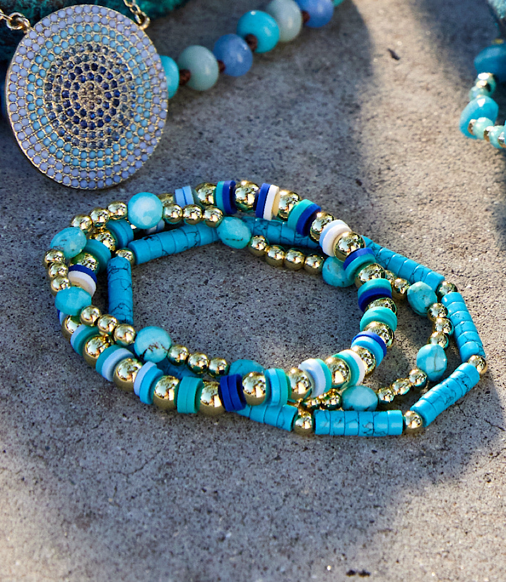 Beaded Stretch Bracelets Set Of 3