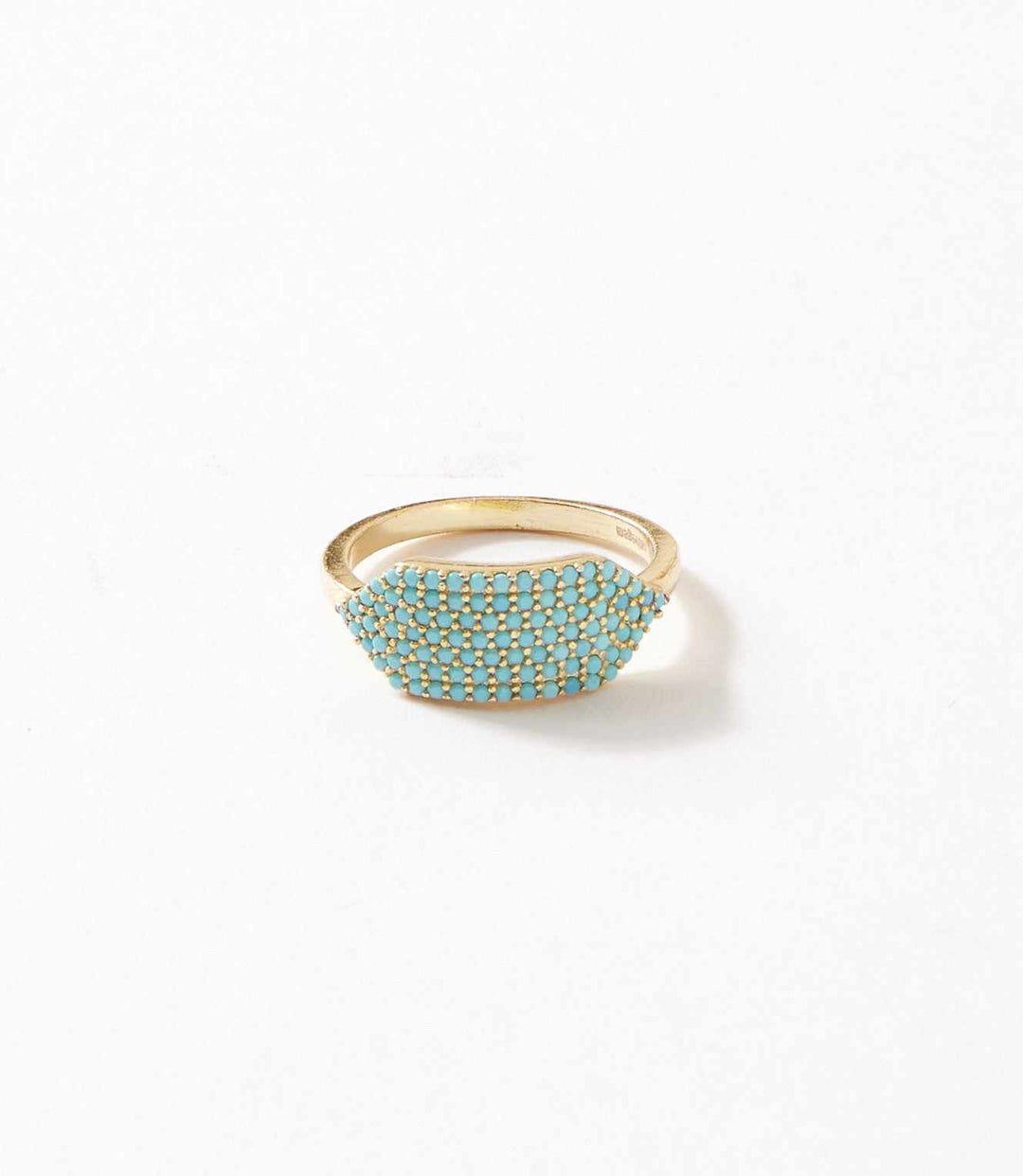 turquoise beaded gemstone ring with gold vermeil band and intricate design