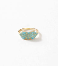 turquoise beaded gemstone ring with gold vermeil band and intricate design