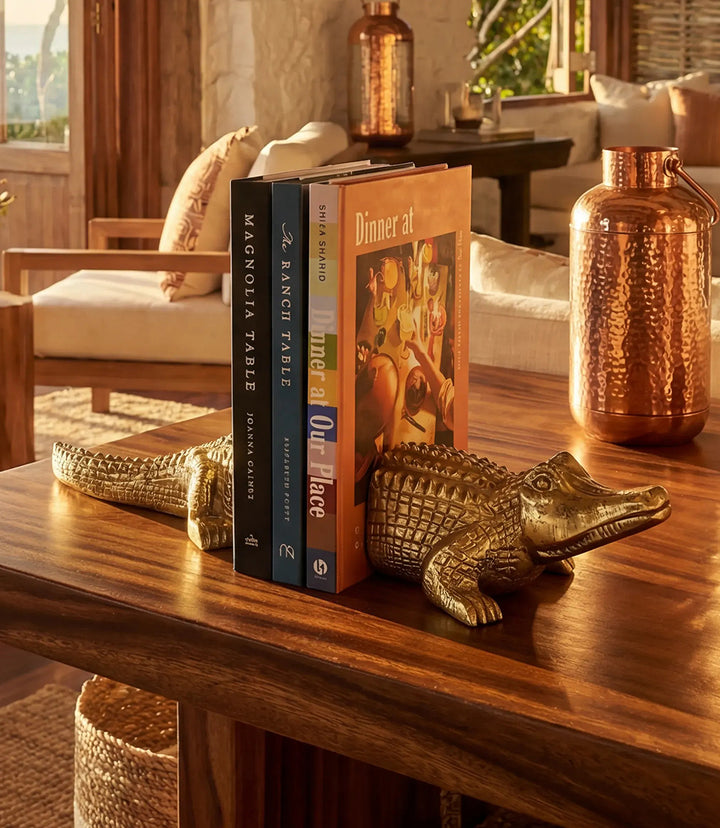 Brass Crocodile Book Stands