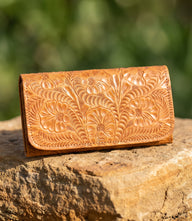 Embossed Tri-Fold Leather Wallet