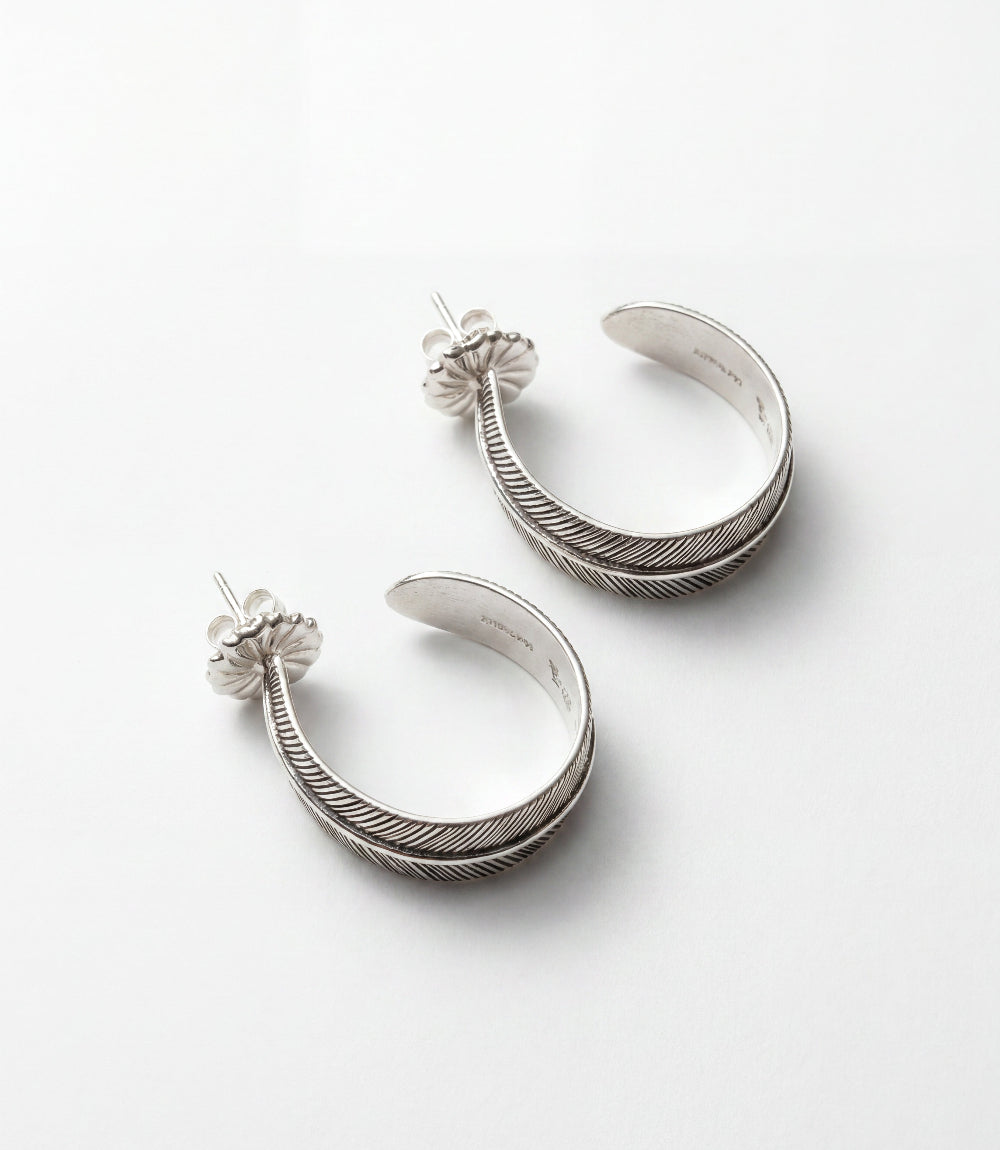 Sterling Silver Feather Hoop Earrings