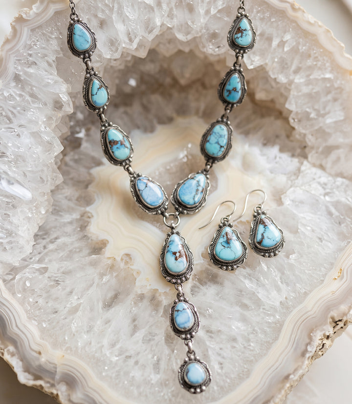 Golden Hill Turquoise Sterling Silver Necklace Set