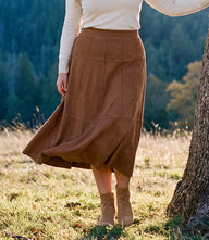 Plus Size Tiered Faux Suede Midi Skirt