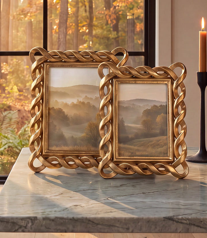 Gold Ribbon Picture Frame