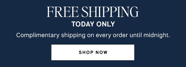 Promotional banner with 'Free Shipping Today Only' offer on a dark blue background