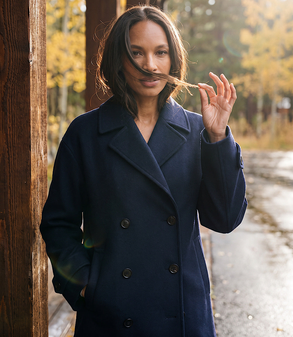 Brushed Double-Breasted Peacoat