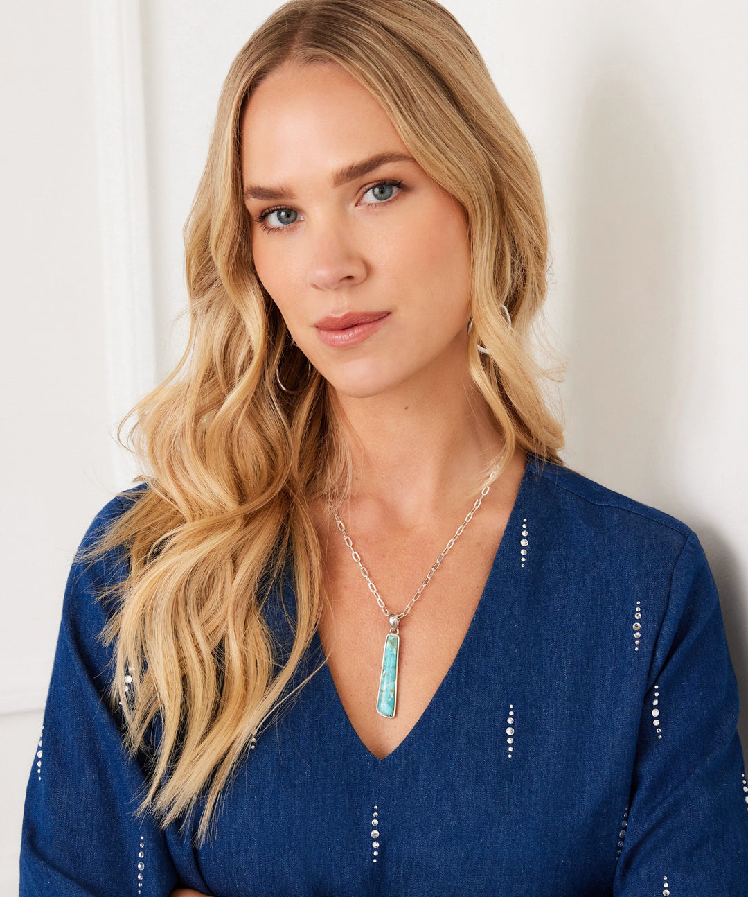 Pueblo Blue Turquoise Pendant Necklace