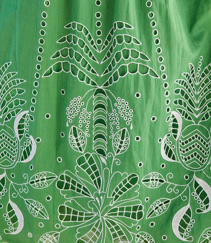 Cutout Embroidery Midi Skirt