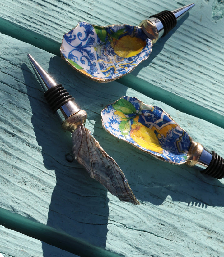 Lemon Tile Oyster Shell Wine Stopper