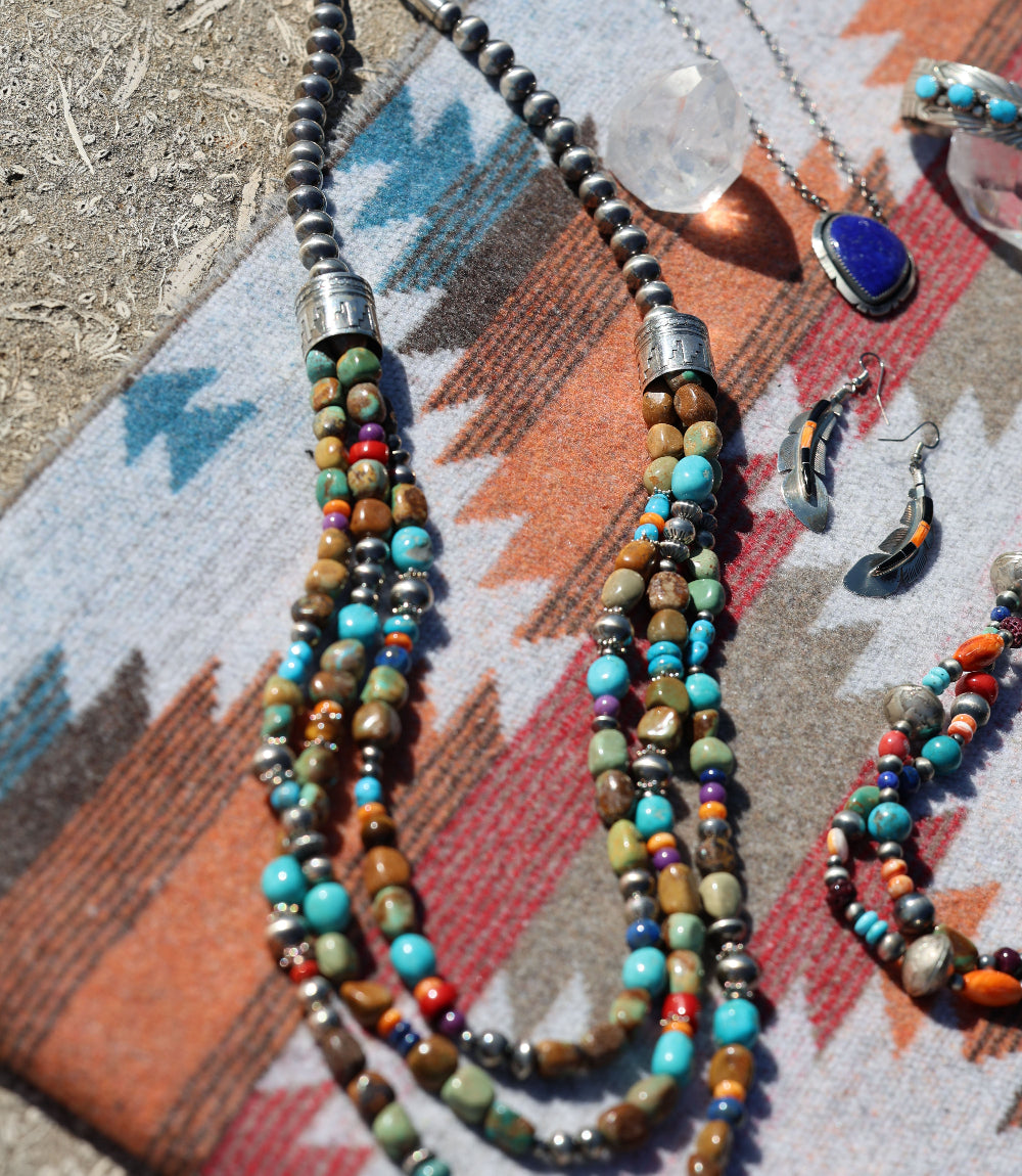 Beaded Multi Strand Turquoise Necklace
