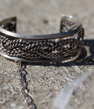 Vintage Sterling Silver Twisted Rope Cuff Bracelet