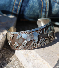 Horse Engraved Sterling Silver Cuff Bracelet