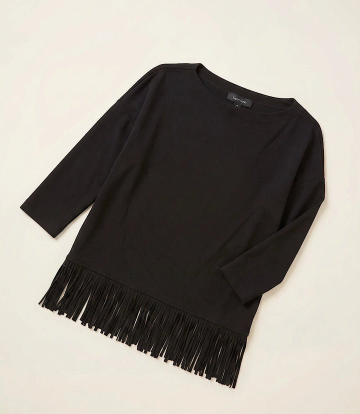3/4 Sleeve Fringe Boatneck Top