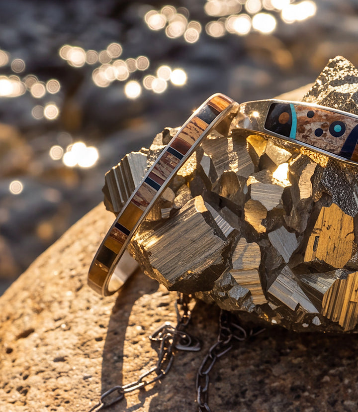 Jasper And Tiger's Eye Inlay Cuff Bracelet