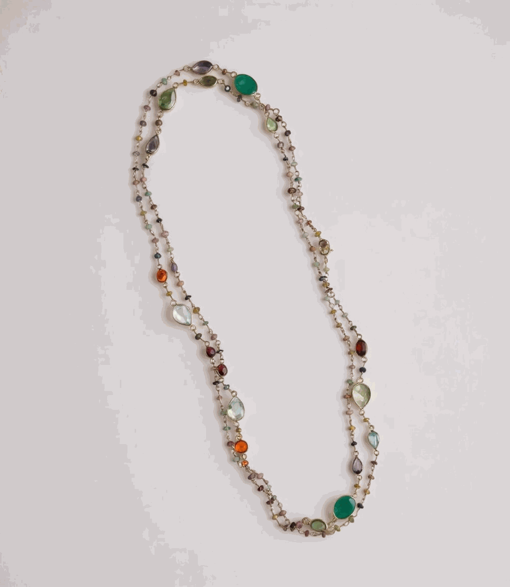 Multi Color Beaded Gemstone Necklace