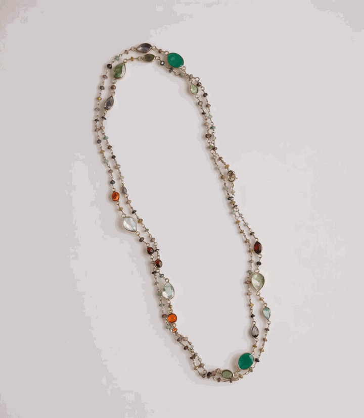 Multi Color Beaded Gemstone Necklace