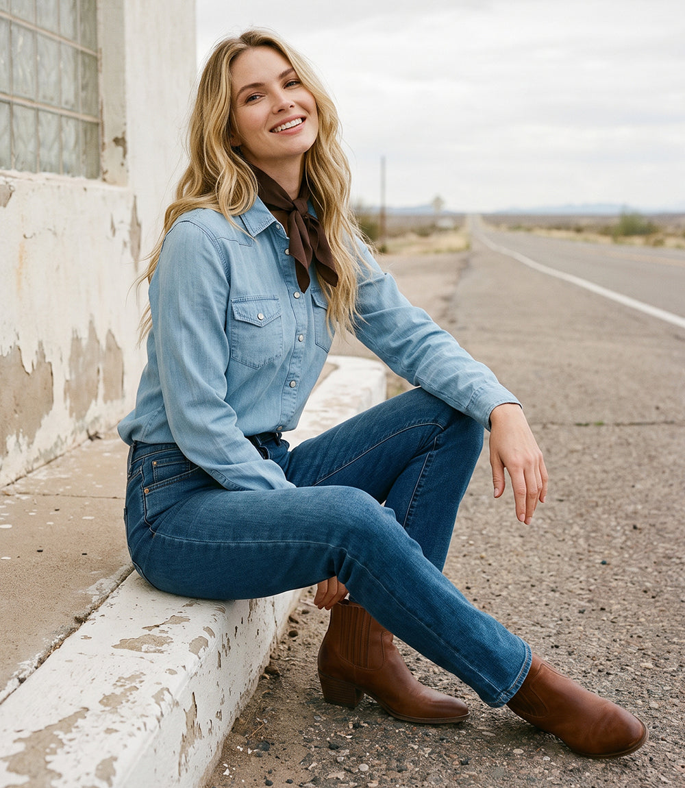 Long Sleeve Western Denim Shirt