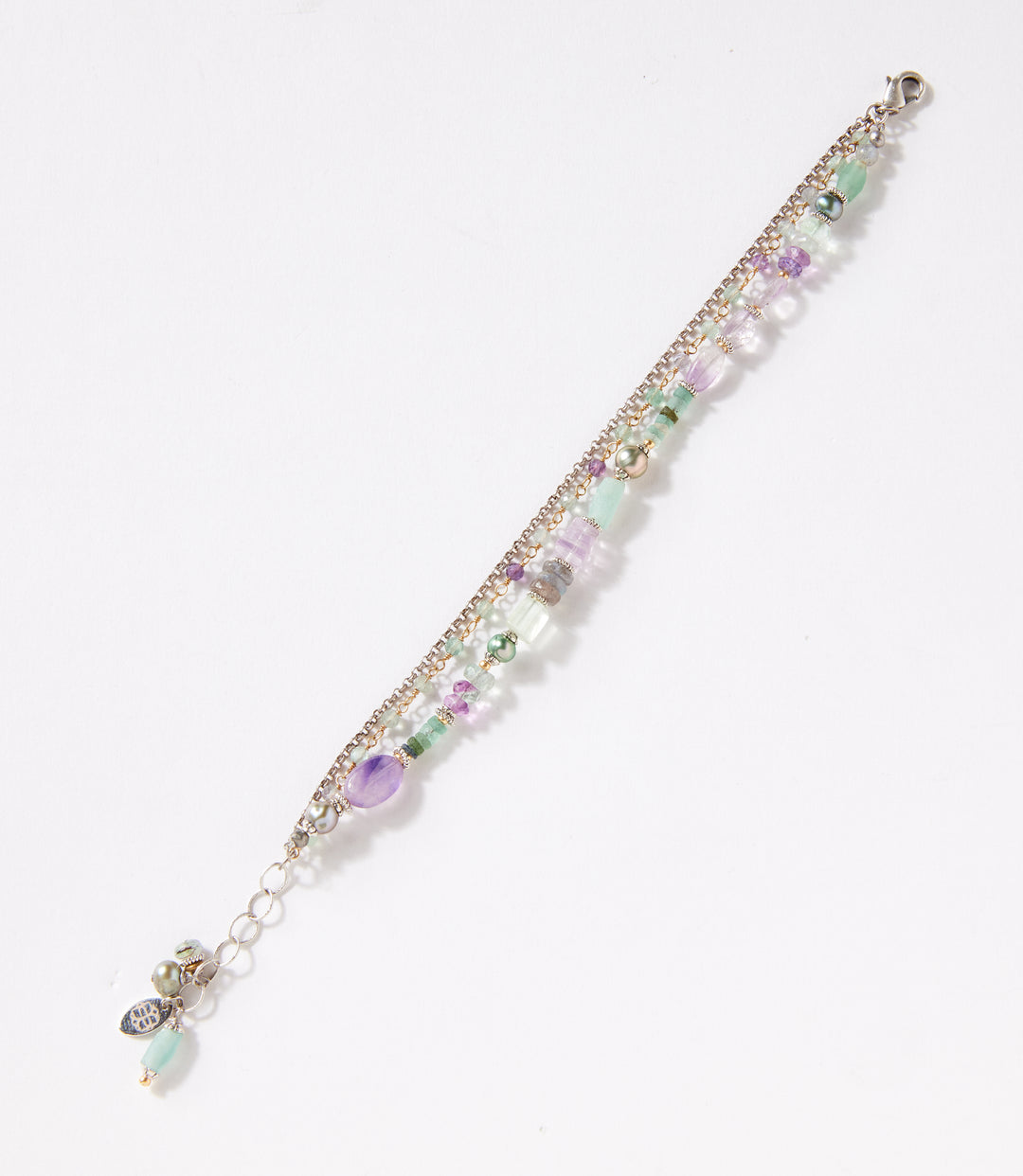 Gemstone And Glass Multistrand Bracelet