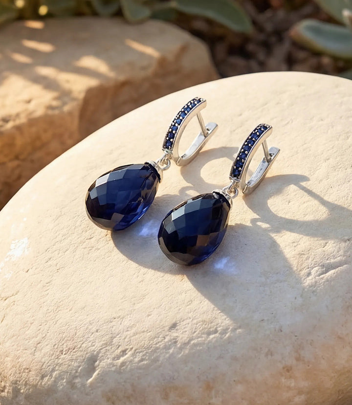 Sapphire Stone Huggie Earrings