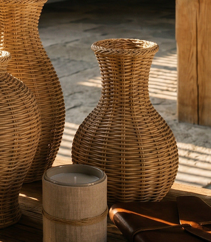 Malibu Gourd Basket Weave Resin Vase