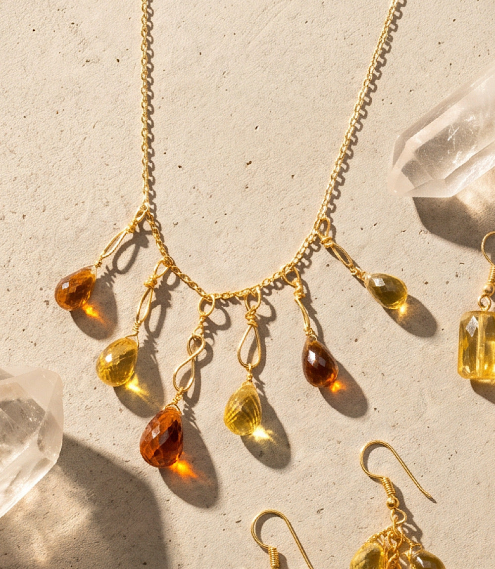 Mixed Citrine Dangle Necklace