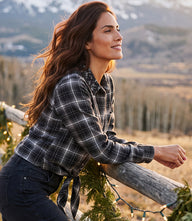 Embellished Collar Plaid Tie-Front Shirt