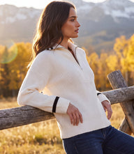 Contrast Collar Half-Zip Sweater
