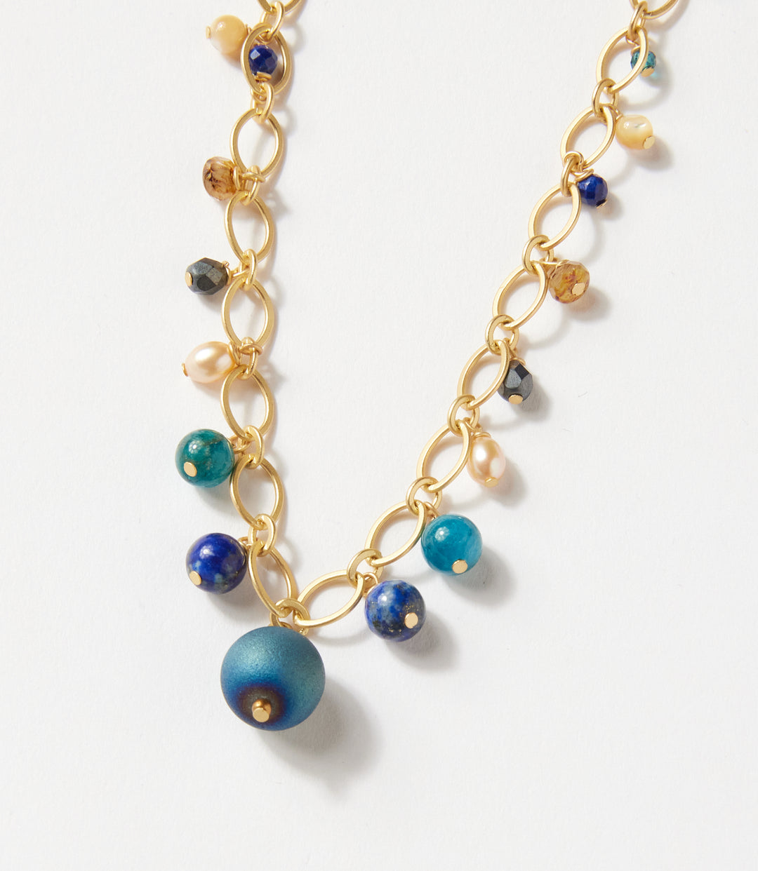 Lapis And Pearl Station Bracelet