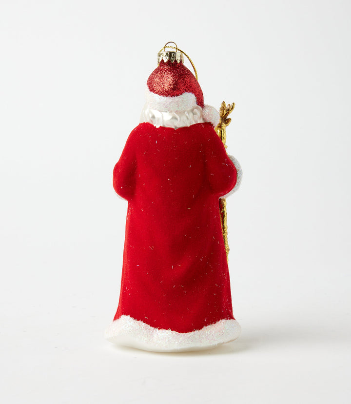 Holly Jolly Santa Glass Ornament