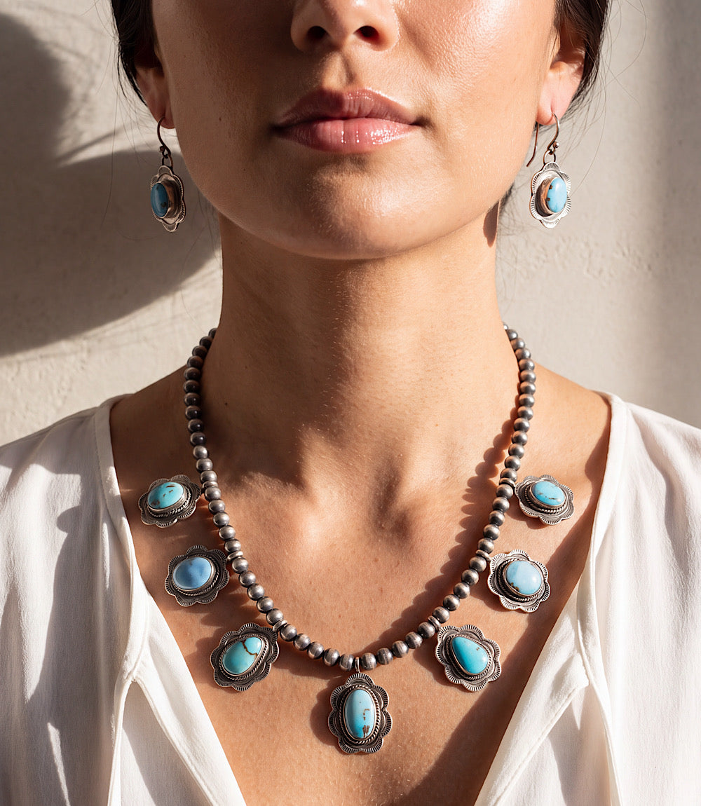 Golden Hill Turquoise Necklace And Earring Set