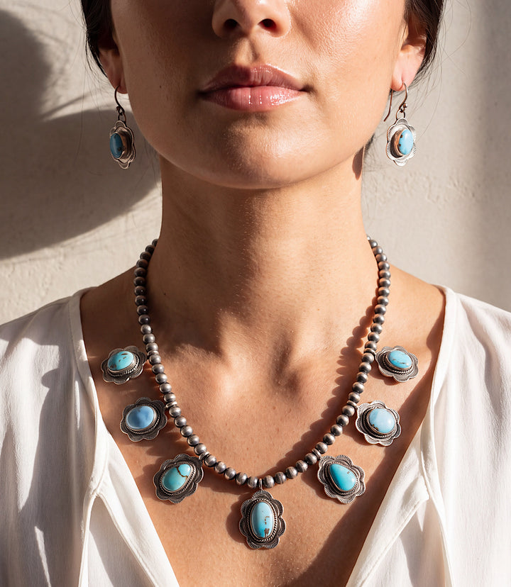 Golden Hill Turquoise Necklace And Earring Set