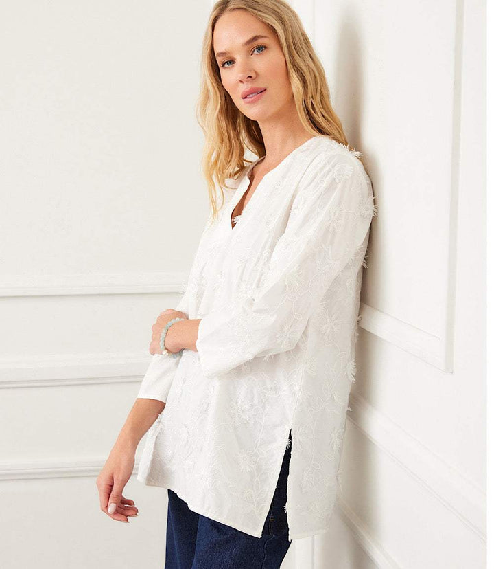 3/4 Sleeve Embroidered Tunic