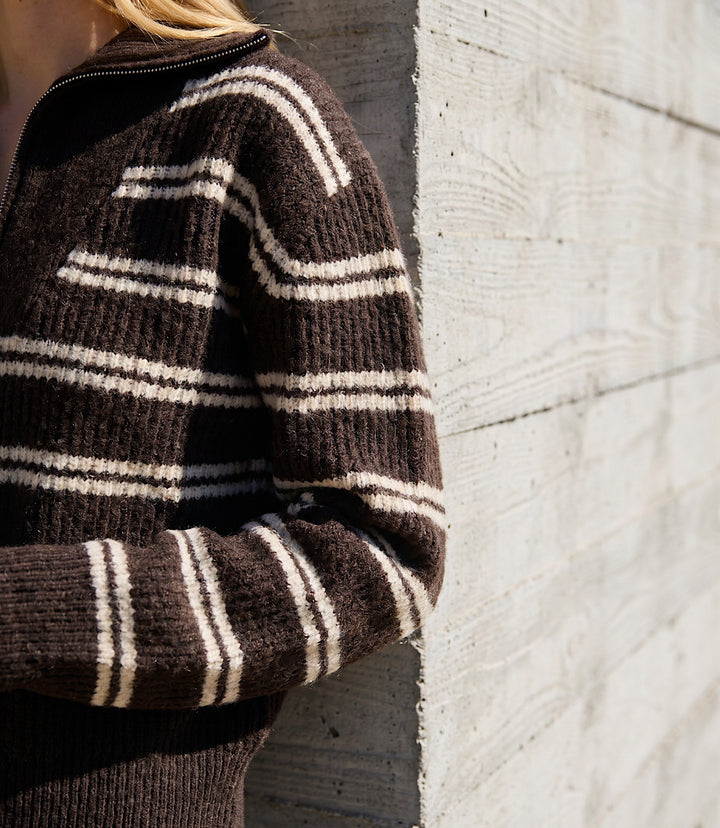 Stripe Half Zip Sweater