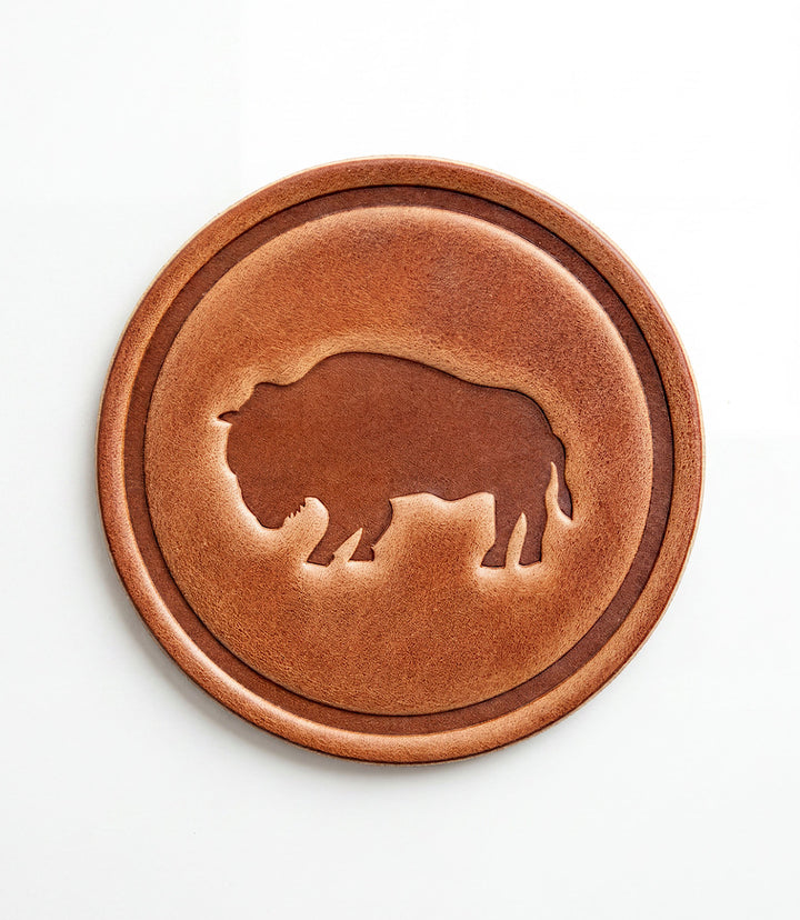 Stamped Leather Buffalo Coaster