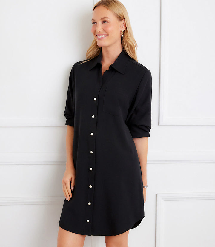 Ruched Sleeve Shirtdress