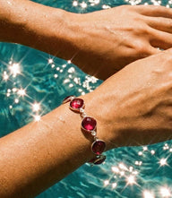 Dark pink amethyst quartz bracelet with elegant natural beads and 7-inch length, made in USA
