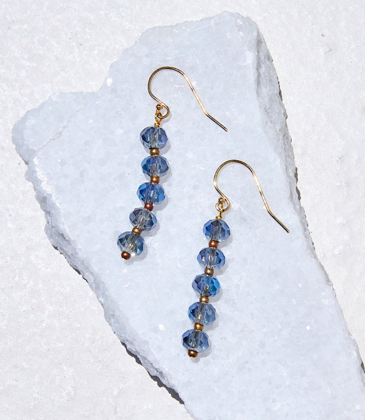 Faceted Blue Crystal Earrings